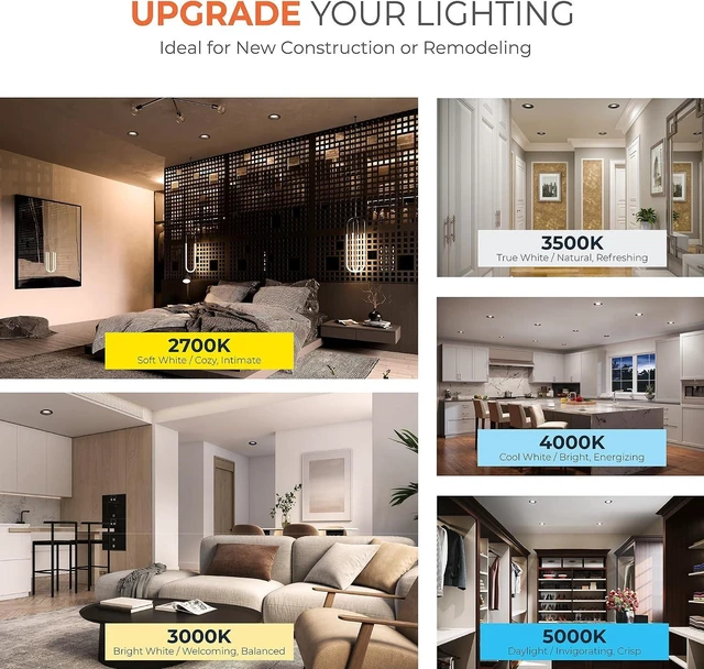 Alt view image 6 of 7 - HALO LT 4 inch LED recessed Can Light Trim 5CCT dimmable 685lm Black 4PK