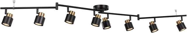 Main image of 8 Light Foldable Track Lighting Kit, Matt Black Brass Finish Adjustable with Moden Flush Mount Ceiling Spotlight for Kitchen,Dining,Living Room,Home Improvement
