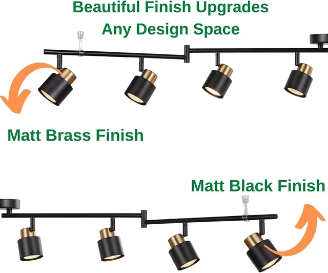 Alt view image 5 of 7 - 8 Light Foldable Track Lighting Kit, Matt Black Brass Finish Adjustable with Moden Flush Mount Ceiling Spotlight for Kitchen,Dining,Living Room,Home Improvement