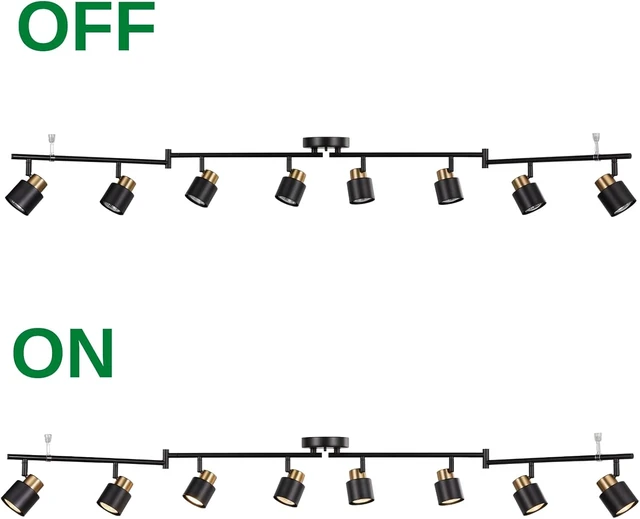 Alt view image 3 of 7 - 8 Light Foldable Track Lighting Kit, Matt Black Brass Finish Adjustable with Moden Flush Mount Ceiling Spotlight for Kitchen,Dining,Living Room,Home Improvement
