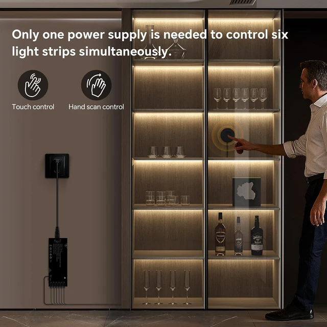 Alt view image 4 of 7 - 12V LED Cabinet Lighting Kit 10pcs Self-Adhesive Cuttable 6.56Ft 4000K