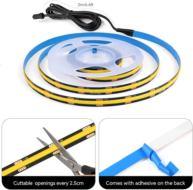 Alt view image 3 of 7 - 12V LED Cabinet Lighting Kit 10pcs Self-Adhesive Cuttable 6.56Ft 4000K