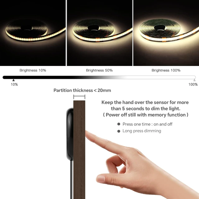 Alt view image 7 of 7 - 12V LED Cabinet Lighting Kit 10pcs Self-Adhesive Cuttable 6.56Ft 4000K