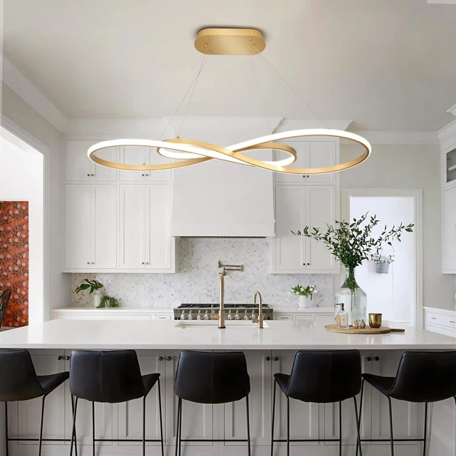 Alt view image 4 of 5 - Modern LED Pendant Light,Gold, Dimmable Chandelier