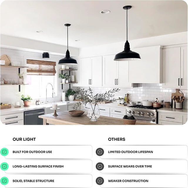 Alt view image 3 of 7 - 12" Sloped Stem Barn Light Pendant 16" Dome | Garage Workshop | Matte Black