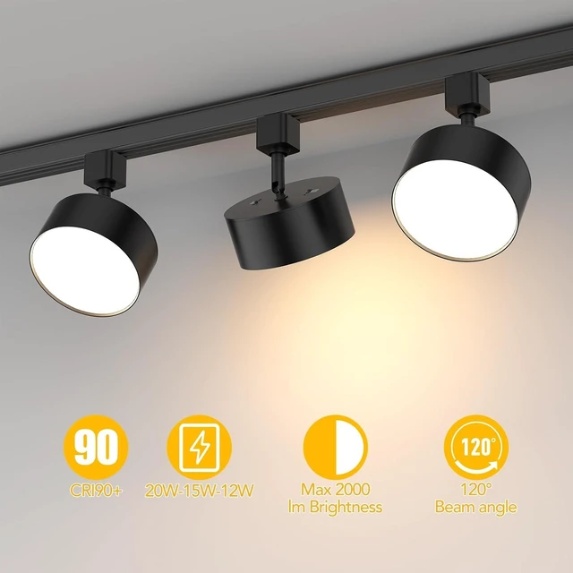 Alt view image 5 of 7 - 5 Color Diffuse LED Track Lighting Heads H Type, 20W Black 3 Pack