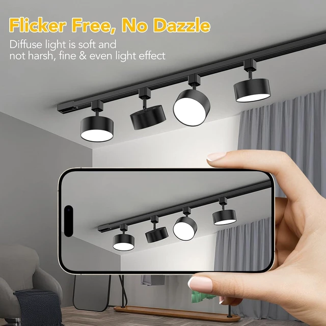 Alt view image 7 of 7 - 5 Color Diffuse LED Track Lighting Heads H Type, 20W Black 3 Pack