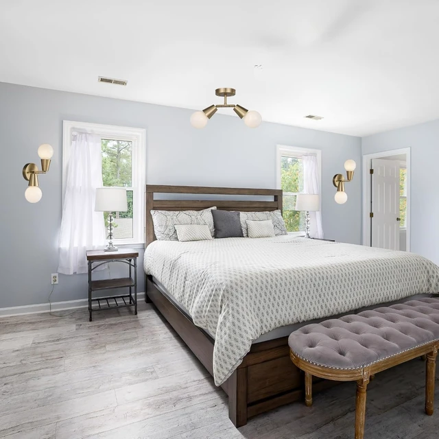 Alt view image 6 of 7 - 2-Light Modern Track Lighting Kit,Matte Brass Pivot Light Head, Flush Mount Adjustable Ceiling Light Spotlights for Bedroom,Living Room,Dining Room, Hallway,E26 Bulb Not Included
