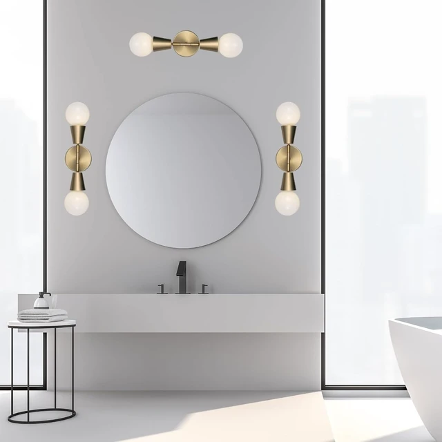 Alt view image 7 of 7 - 2-Light Modern Track Lighting Kit,Matte Brass Pivot Light Head, Flush Mount Adjustable Ceiling Light Spotlights for Bedroom,Living Room,Dining Room, Hallway,E26 Bulb Not Included
