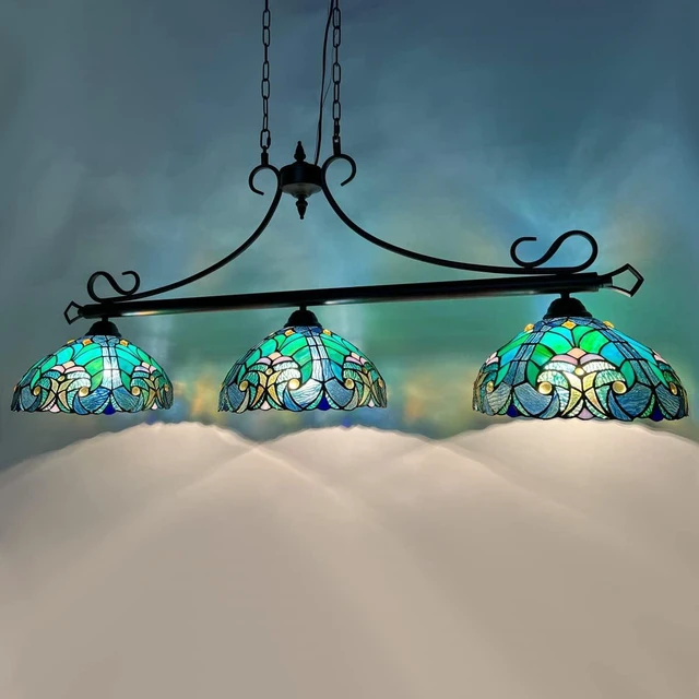 Alt view image 2 of 7 - Tiffany Pool Table Lights Billiard Light Stained Glass Island Lighting