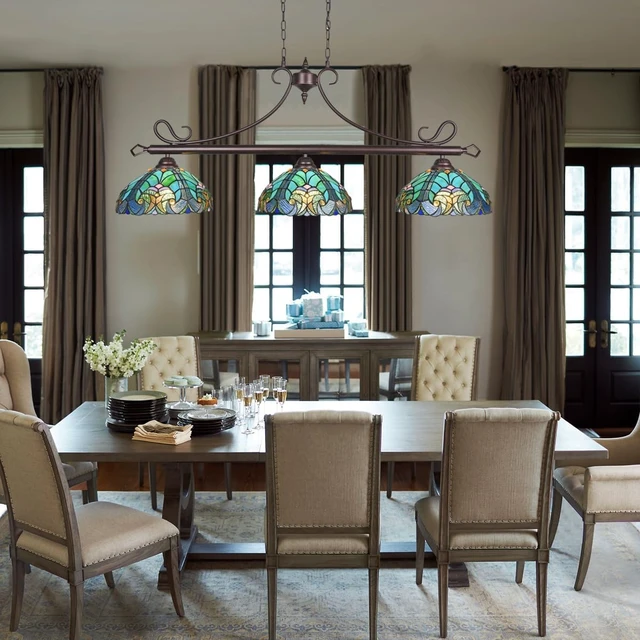 Alt view image 6 of 7 - Tiffany Pool Table Lights Billiard Light Stained Glass Island Lighting
