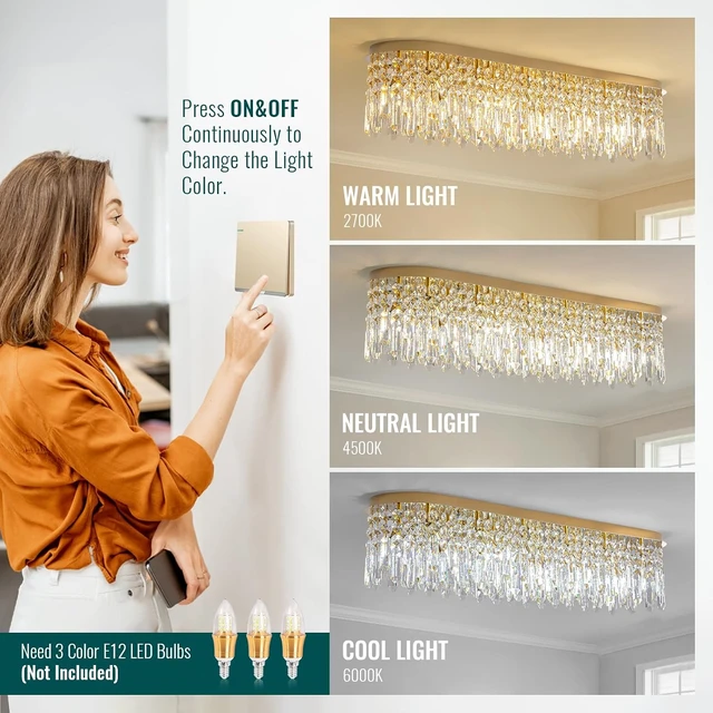Alt view image 6 of 7 - Siljoy L47'' Modern Gold Rectangular Crystal Chandelier for Dining Room