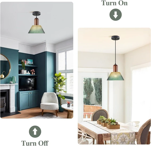 Alt view image 7 of 7 - KCO 7.9 Vintage Green Cone Glass Pendant Light, Adjustable Hanging Lamp