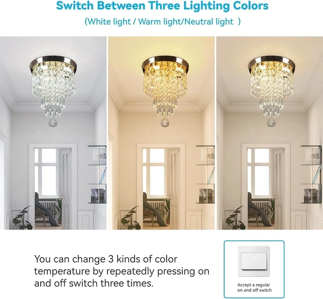 Alt view image 2 of 7 - 9.8-Inch Mini Crystal Chandelier, Gold Flush Mount Light