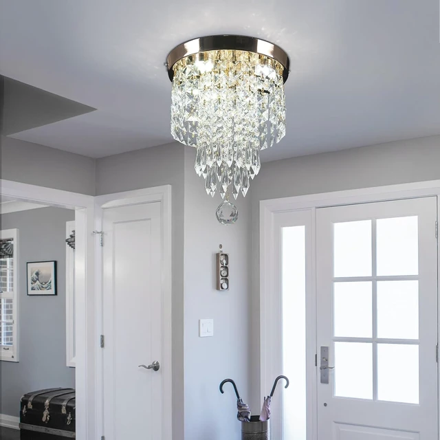 Alt view image 6 of 7 - 9.8-Inch Mini Crystal Chandelier, Gold Flush Mount Light