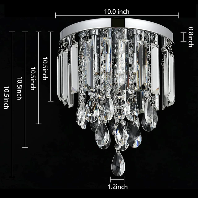 Alt view image 5 of 6 - Modern Crystal Chandelier Light Fixture 3-Lights,Crystal Flush Mount Ceiling Light Chrome,10 Inches Mini Chandelier for Living Room,Bedroom,Kitchen,Hallway,G9 Bulb Base