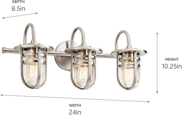 Alt view image 3 of 7 - Kichler Caparros 3-Light Semi-Flush Mount Light, Brushed Nickel