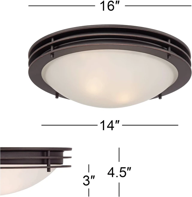 Alt view image 4 of 7 - Button 16" Wide Bronze Glass Bowl 2-Light Flush Mount Ceiling Fixture