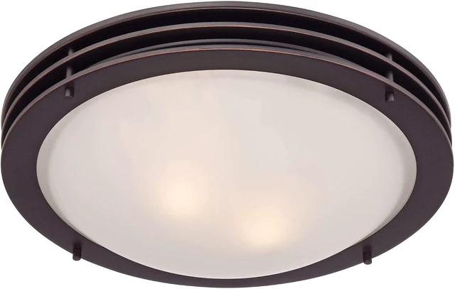 Alt view image 5 of 7 - Button 16" Wide Bronze Glass Bowl 2-Light Flush Mount Ceiling Fixture
