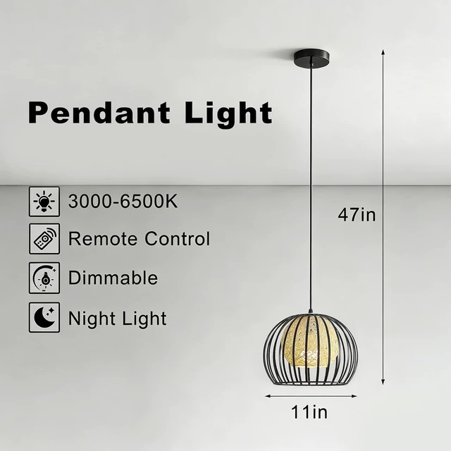 Alt view image 2 of 7 - Pendant Light Modern Chandelier with Remote Control for Living Dining Room