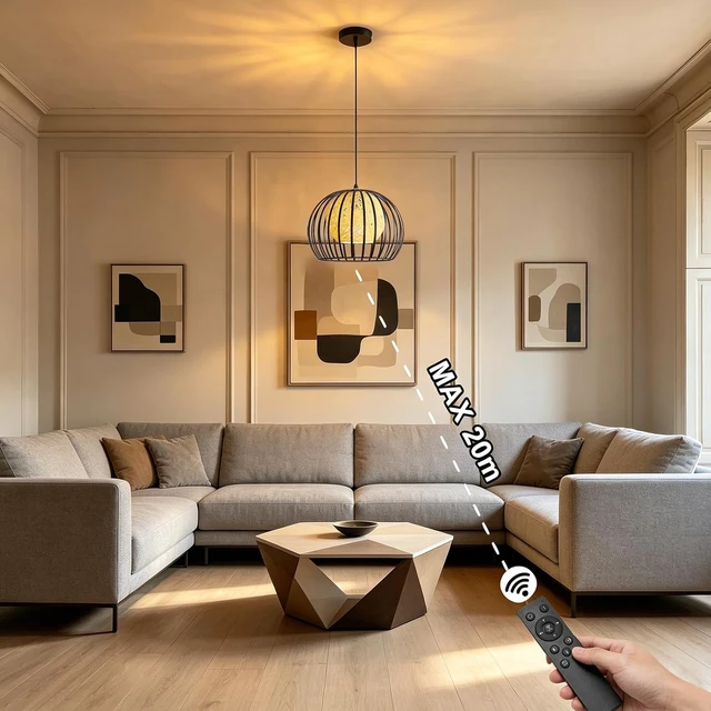 Alt view image 5 of 7 - Pendant Light Modern Chandelier with Remote Control for Living Dining Room