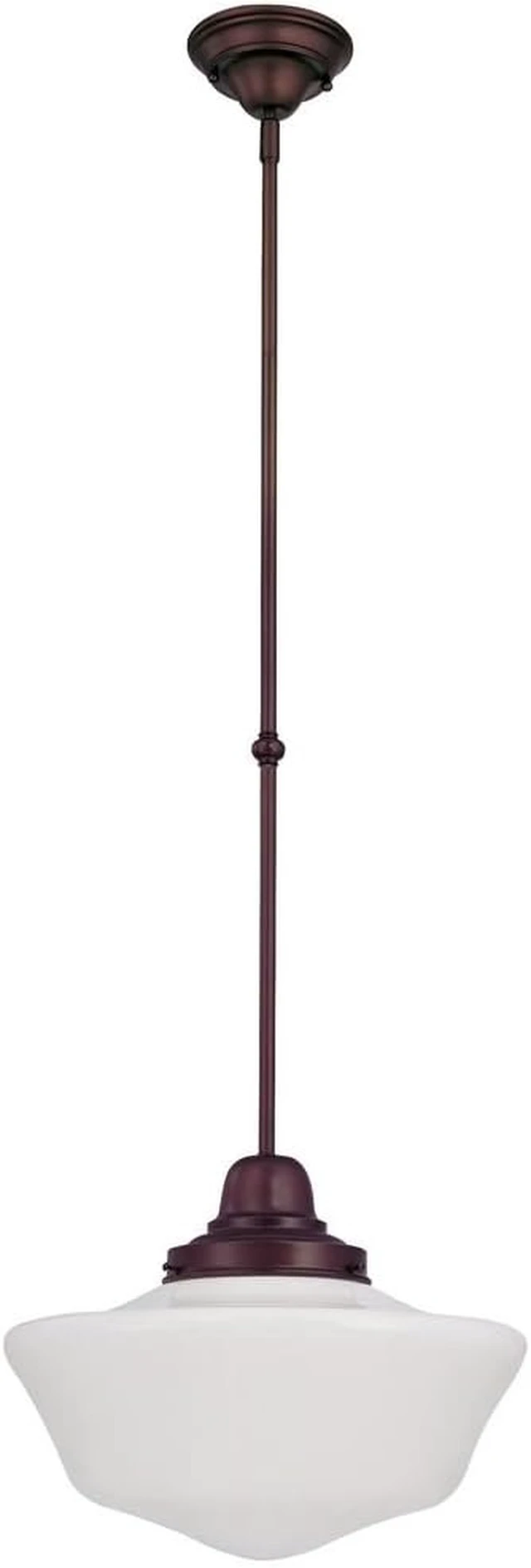 Alt view image 2 of 4 - Lighting 16 Inch Retro Farm Style Schoolhouse Pendant Light in Bronze Finish with Milk Frosted Glass