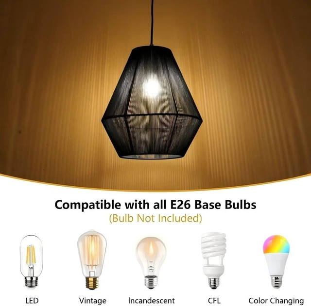 Main image of Woven Fabric Pendant Light, Beige, Geometric Diamond Shape, Ceiling Hanging Lamp for Living Room
