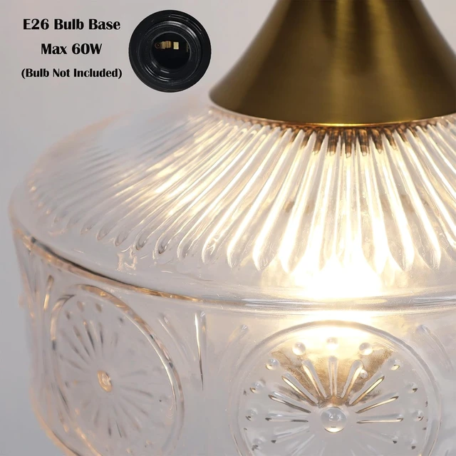 Alt view image 5 of 7 - DAYCENT Clear Glass Pendant Lights 9.25" Gold Schoolhouse Hanging Lighting