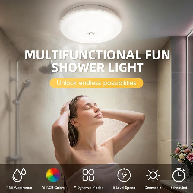 Alt view image 5 of 7 - Shower Light IP65 Waterproof Rechargeable Shower Lights for Inside Shower