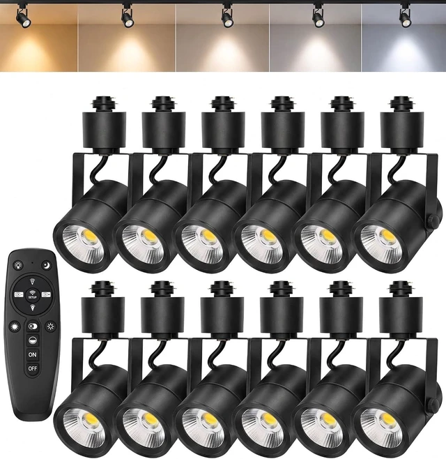 Main image of 12 Pack LED Track Lighting Heads with Remote, 2700K-6500K Stepless Color Dimming H Type Track Light Fixtures, 10W 1000LM Dimmable Ceiling Spotlight for Kitchen Accent Art,Black