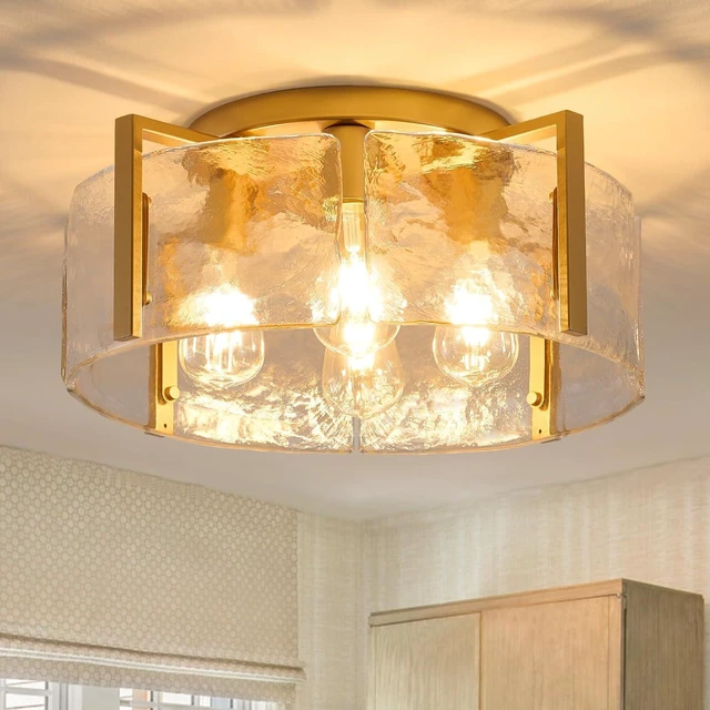 Main image of Semi Flush Mount Ceiling Light Fixture, 4-Light Gold Modern Hallway Light Fixtures Ceiling Mount, Foyer Kitchen Lighting Fixtures Ceiling Lights for Bedroom Entryway Bathroom Laundry Room