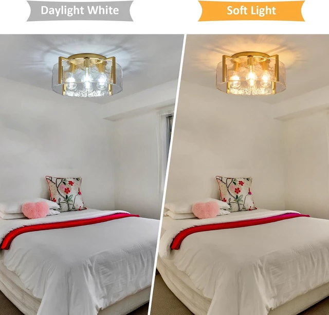 Alt view image 6 of 7 - Semi Flush Mount Ceiling Light Fixture, 4-Light Gold Modern Hallway Light Fixtures Ceiling Mount, Foyer Kitchen Lighting Fixtures Ceiling Lights for Bedroom Entryway Bathroom Laundry Room