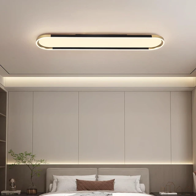 Alt view image 7 of 7 - ADISUN 39in Linear Ceiling Light, LED Flush Mount Ceiling Lamp with Remote Control, Dimmable, Color Changing Black Gold Lighting Fixture with Down Lighting for Living Room Kitchen Bedroom Hallway