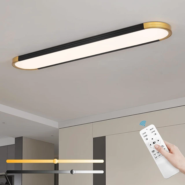 Main image of ADISUN 39.4in Linear Ceiling Light, LED Flush Mount Ceiling Lamp with Remote Control, Dimmable Color Changing, High CRI Black Gold Modern Lighting Fixture for Kitchen Living Room Bedroom Hallway