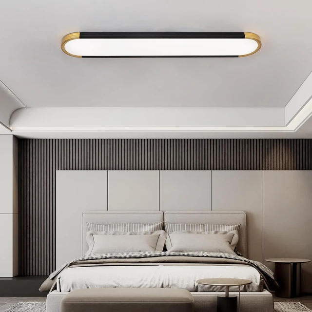 Alt view image 7 of 7 - ADISUN 39.4in Linear Ceiling Light, LED Flush Mount Ceiling Lamp with Remote Control, Dimmable Color Changing, High CRI Black Gold Modern Lighting Fixture for Kitchen Living Room Bedroom Hallway