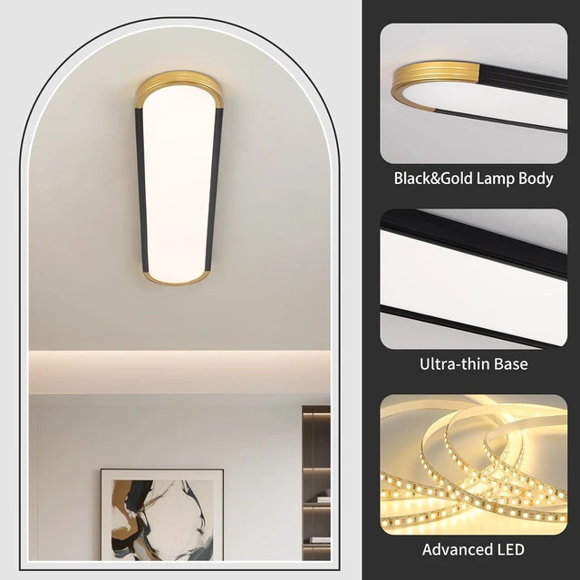 Alt view image 4 of 7 - ADISUN 39.4in Linear Ceiling Light, LED Flush Mount Ceiling Lamp with Remote Control, Dimmable Color Changing, High CRI Black Gold Modern Lighting Fixture for Kitchen Living Room Bedroom Hallway