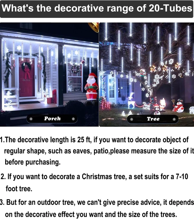 Alt view image 3 of 7 - EAGWELL Christmas Meteor Rain Lights Outdoor 16 Inch 20 Tubes,Shine White