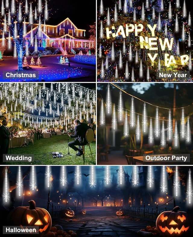 Alt view image 7 of 7 - EAGWELL Christmas Meteor Rain Lights Outdoor 16 Inch 20 Tubes,Shine White