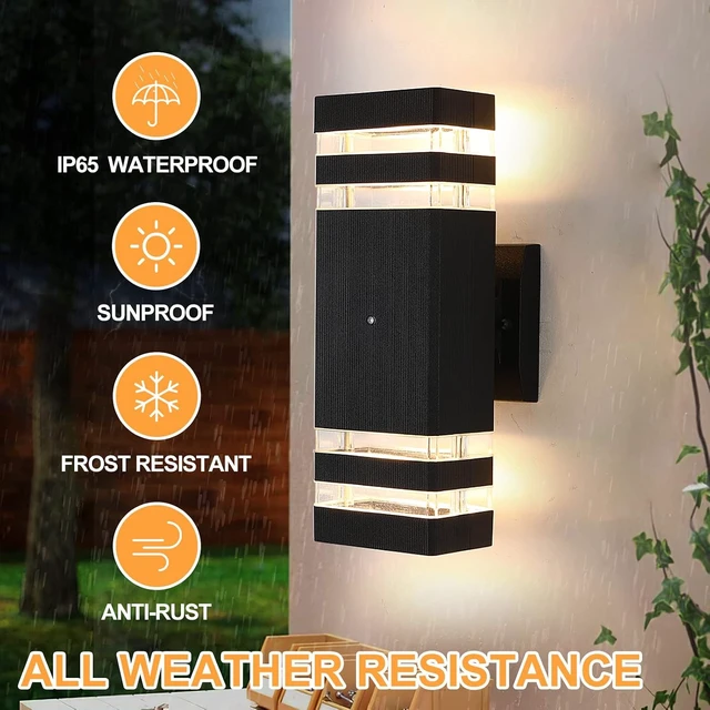 Alt view image 3 of 7 - Dusk to Dawn Outdoor Lighting 2 Pack, Porch Lights Outdoor Wall Lamps for Patio Waterproof 3000K Warm White Exterior Light Fixture Sconce for House Hallway Garden Corridor