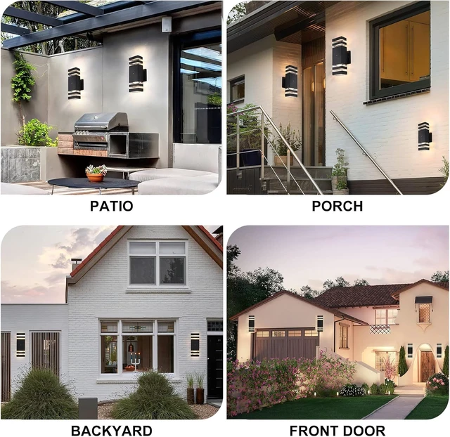 Alt view image 6 of 7 - Dusk to Dawn Outdoor Lighting 2 Pack, Porch Lights Outdoor Wall Lamps for Patio Waterproof 3000K Warm White Exterior Light Fixture Sconce for House Hallway Garden Corridor