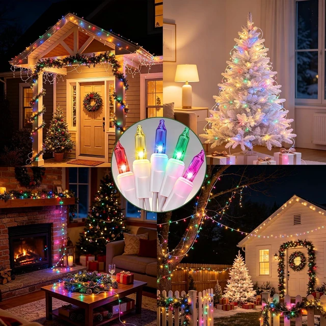 Alt view image 7 of 7 - TW SHINE 2 Pack Incandescent Christmas String Lights 200Count Multi-Colored