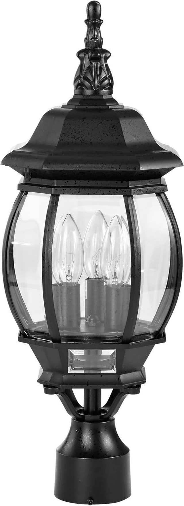 Main image of Nuvo 60/899, 3-Light Outdoor Post Lantern, Beveled Glass, Black