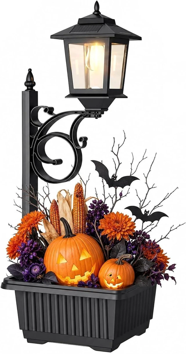 Main image of PASAMIC Solar Lamp Post with Planter, 2 in 1 Outdoor Solar Light Planter with Flower Pot, Waterproof Decorative Solar Lamp Post Light, Wall Mount or Freestanding for Garden, Patio & Porch, Warm White