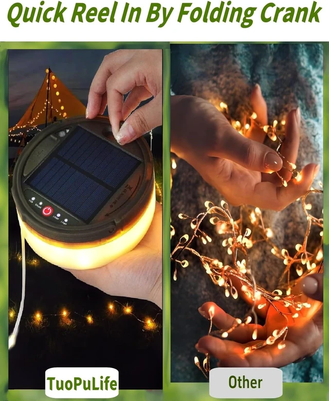 Alt view image 7 of 7 - Solar Camping String Lights, 4 in 1 Remote 39.4 FT Christmas Fairy Lights