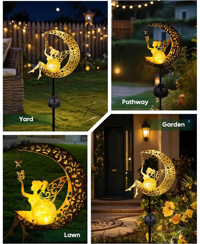 Alt view image 5 of 7 - Vuees Solar Fairy Moon Garden Stake Light, Outdoor Yard Patio Decor Gift