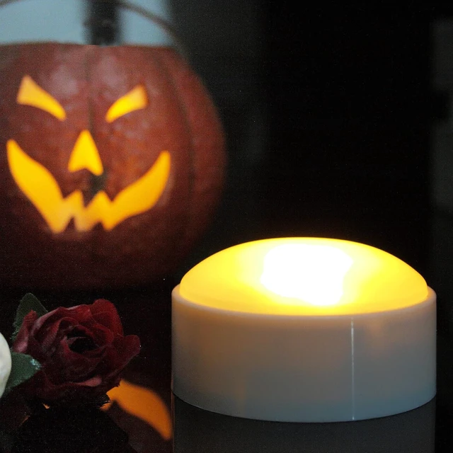 Alt view image 3 of 6 - 6 Halloween Battery LED Jack-O-Lantern Pumpkin Lights with Remote White