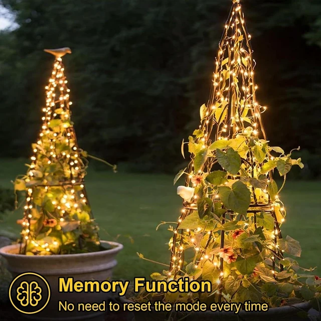 Alt view image 6 of 7 - QITONG Solar Fairy Lights, 4 Pack Each 33ft 100 LED Warm White Christmas Light Outdoor Waterproof, 8 Modes Silver Wire Twinkle Mini Lights