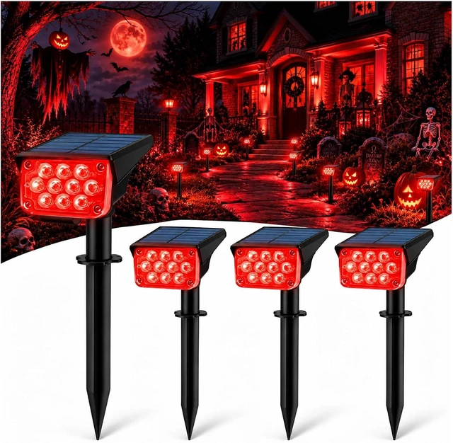 Main image of T-SUNUS Red Solar Lights for Outside 4 Pack IP65 Waterproof Dusk-to-Dawn