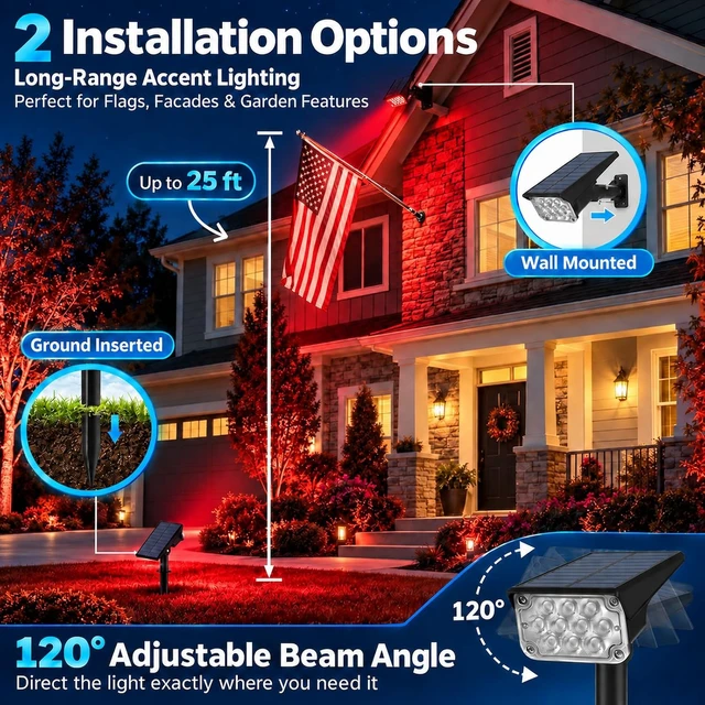 Alt view image 5 of 6 - T-SUNUS Red Solar Lights for Outside 4 Pack IP65 Waterproof Dusk-to-Dawn