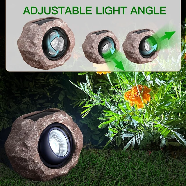 Alt view image 2 of 6 - Solar Rock Lights Outdoor 4 Pack, Faux Rock Landscape Spotlight for Yard